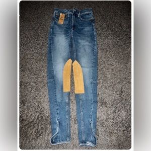 Polo Ralph Lauren Women's 26 Jeans Willow Wash Suede Patches Skinny Blue